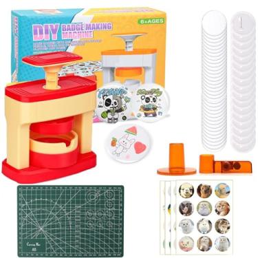 Imagem de Máquina de fazer botões, 55 mm (2,16 pol), máquina de pressionar botões faça você mesmo com 48 peças, capa protetora de crachá, cortador, tábua de corte e adesivo para crianças, presente de Natal