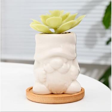 Imagem de Vaso de cerâmica médio de 9 x 6,6 cm, para suculentas, para jardim fofo, para jardim de flores, berçário, suculenta, para plantas de interior, vasos de cerâmica, Papai Noel, 11
