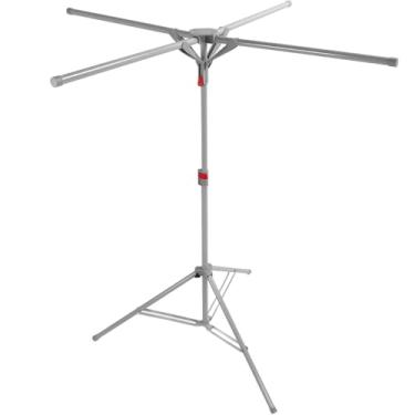 Imagem de Varal de Chão Ajustável e Dobrável, Aço/ABS, Cinza, 180x60cm Montado, Capacidade 60kg, 4 Varetas, Pés Antiderrapantes