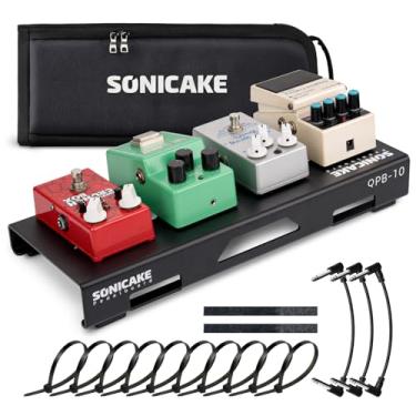 Imagem de SONICAKE Mini pedal de guitarra 35,8 cm x 14 cm x 1,20 polegadas portátil liga de alumínio pedaleira (QPB-11)