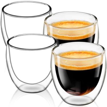 Imagem de Conjunto de 6 xícaras de café expresso, copos de vidro Expresso Shots de 142 g, canecas de café de vidro de parede dupla, acessórios para máquina de café expresso, copos de café expresso transparentes