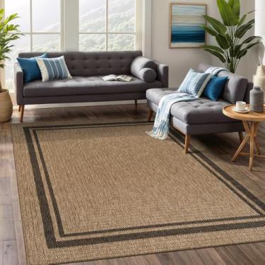 Imagem de Beverly Rug Tapete com borda de juta fácil, 20 x 25 cm, lavável, durável, para ambientes internos e externos, para sala de estar, sala de jantar, pátio, escritório, resistente a manchas, não derrama