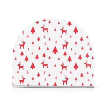 Imagem de JUZIHAI Porta-guardanapos de rena vermelha de Natal para mesa, dispensador de guardanapo de acrílico, suporte de lenços independente de mesa para cozinha, jantar, bar, festa, decoração de casa