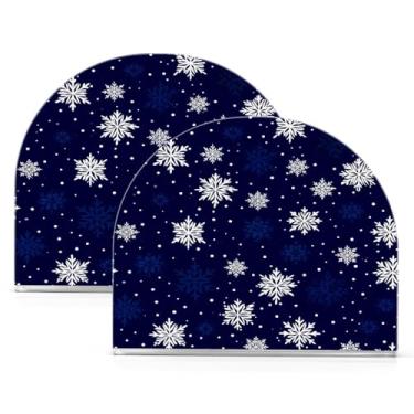 Imagem de Qilmy Porta-guardanapos acrílico flocos de neve, suporte de lenços de mesa independente, dispensador de papel de coquetel para cozinha, jantar, restaurante, bar, decoração, 2 unidades