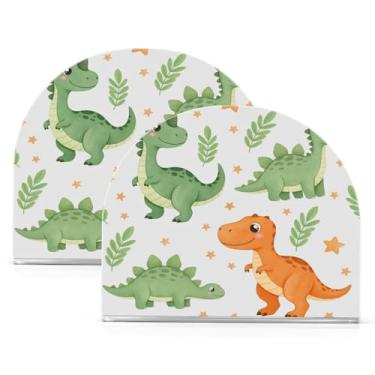 Imagem de Qilmy Porta-guardanapos de acrílico com padrão de dinossauro, suporte de lenços de mesa independente transparente, dispensador de papel de coquetel para cozinha, jantar, restaurante, bar, decoração, 2