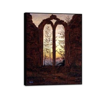 Imagem de Ruínas do Mosteiro de Oybin por Caspar David Friedrich Impressões em tela Well Decor The World Classic Art Reproduções de arte grande giclée arte de parede para sala de estar decoração de casa 65 x 50