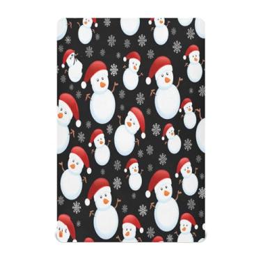 Imagem de JUZIHAI Lençol com elástico para berço 132 x 71 cm, chapéu de boneco de neve de Natal, macio, respirável, elástico para meninos e meninas, lençol de brincar para berço padrão e cama de criança pequena