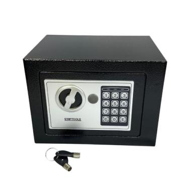 Imagem de Cofre Digital Eletrônico com Teclado Numérico e Chave de Emergência, Aço Reforçado, Preto, com 2 Chaves Reserva e Parafusos de Fixação