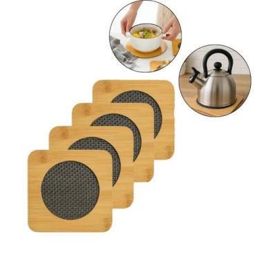 Imagem de Kit 4 Descanso de Panela MDF 16,5cm Proteção para Mesa Apoio para Pane