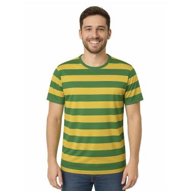 Imagem de Camiseta Manga Curta Torcedor Brasil Listrada Verde Amarela-Masculino
