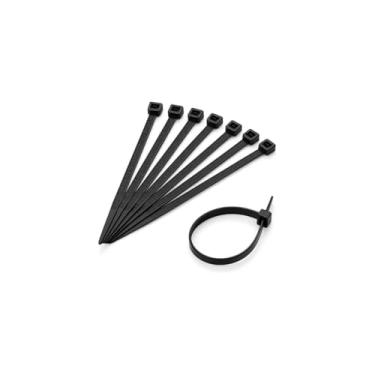 Imagem de Abraçadeira de Nylon 20cm x 3,6mm, Preta, 100 Unidades, Material Nylon 66, com Proteção UV, para Organização de Cabos e Fios