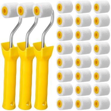 Imagem de Honeydak Pacote com 24 Mini Rolo de Pintura Pequeno Rolo de Pintura para Retoque Borda ou Canto, Pincéis Extrapequenos Ferramenta para Molduras de Janelas (2,5 cm)