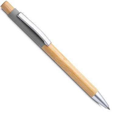 Imagem de Caneta Esferográfica Retrátil em Alumínio Reciclável e Bambu, Escrita Azul, Refil Parker, Grip Antiderrapante, 1 e 2Unidades, 1mm (Cinza)