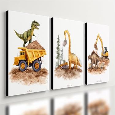 Imagem de Kit 3 Quadro Decorativo Dinossauro Menino Infantil Criança Qualidade Premium (28x20cm)