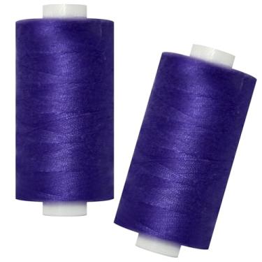 Imagem de Linha de costura multiuso - 2 carretéis de linha de costura de poliéster manual para máquina de costura para costura manual e máquina (violeta muito escuro, 2 carretéis)