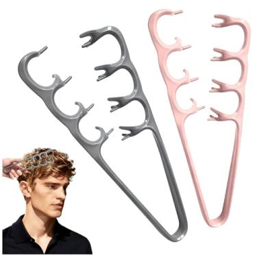 Imagem de 2 Pentes de textura, pente volumizante para cabelo de dentes largos, pente de cabelo cacheado de dente largo fofo, pente texturizado masculino, textura fofa masculina e feminina (cinza, rosa)