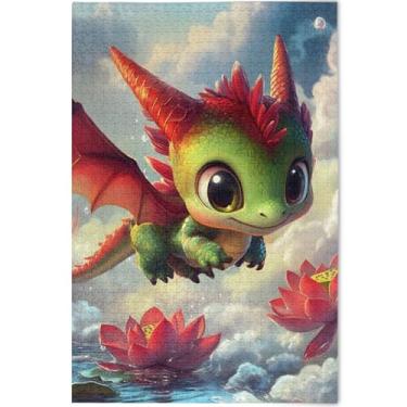 Imagem de Quebra-cabeças engraçados fofos personalizados 1000 quebra-cabeças para adultos elefante branco arte dura família brinquedo artístico, 75 x 50 cm