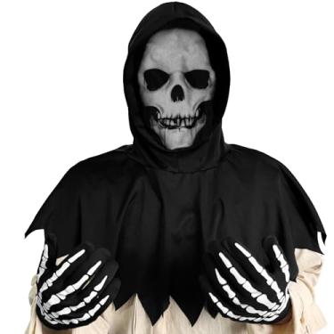 Imagem de YEJINCUN Halloween Skeleton Costume Scary Skull Mask Gloves Grim Reaper Ghost Costumes for Men Adults