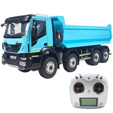 Imagem de AEWFRRV RC Truck Model for IVECO, 1/14 Electric Hydraulic Simulation 8-8 Dump Truck Haulage Truck Engineering Truck Model with Sound and Lights - RTR Version, 650 x 190 x 270mm