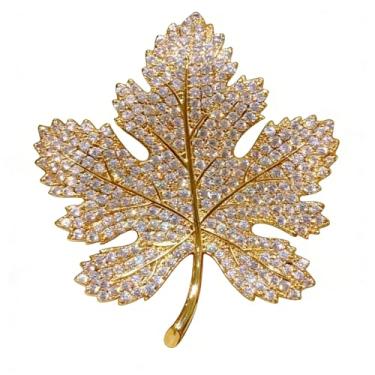 Imagem de Broche de vestuário elegante – Broche de folha de bordo de zircônia sintética brilhante para uso diário, agasalhos, casacos e cachecóis, Medium, Acrílico, Sem Pedra Preciosa