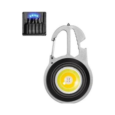 Imagem de Lanterna Mini LED Recarregável Com Chaveiro, Chave De Fenda Magnética 