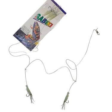 Imagem de Isca Pesca Artificial Sabiki 5 Camarao Fluorescente Robalo Peixe Tucunare Traira Pescaria Tainha Mar Açude Rio Lago