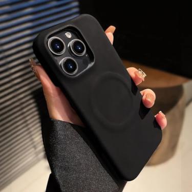 Imagem de Capa protetora magnética com bordas reforçadas para iPhone 16, 12, 13, 14, 15, 16 Pro Max Plus (para iPhone 16 Pro/Preto)