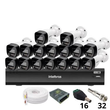 Imagem de Kit 16 Câmeras Intelbras 1220b Full Color Dvr Intelbras Imhdx 3132 Inteligência Artificial Sem Hd