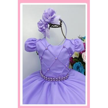 Imagem de Vestido Infantil Festa Luxo Nervura Lilas