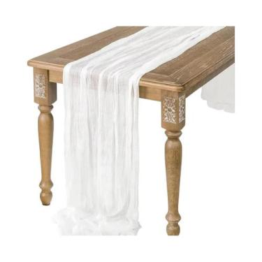 Imagem de Caminho De Mesa De Gaze Semi-Transparente Sage, Estilo Vintage, Para C