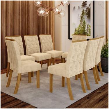 Imagem de Conjunto 8 Cadeiras Estofadas Lupita Casa 812 Nature Linho