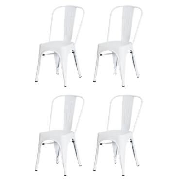 Imagem de Kit 4 Cadeiras Tolix Iron Branca Aço Industrial Bar