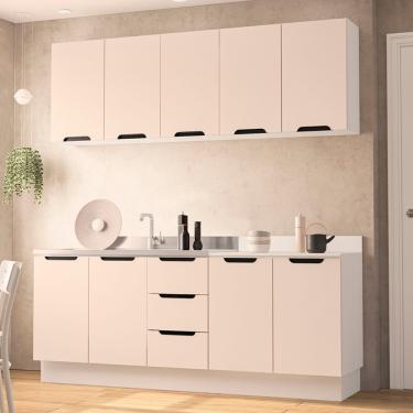 Imagem de Cozinha Modulada 4 Peças sem Pia e Rodapé Maeena Politorno - Branco/Creme