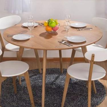 Imagem de Mesa de Jantar MDF TTX Leda Base Metal 110cm  Redonda Freijó