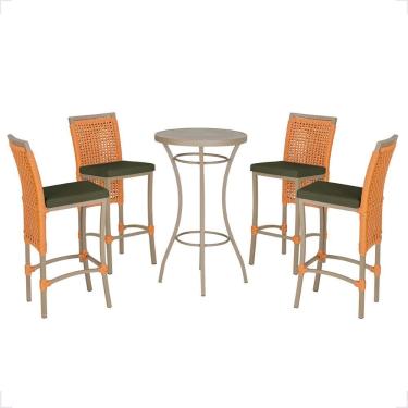 Imagem de Mesa Bistro E 4 Banquetas Roma Fendi Corda Náutica 13 Trama Terra Cota