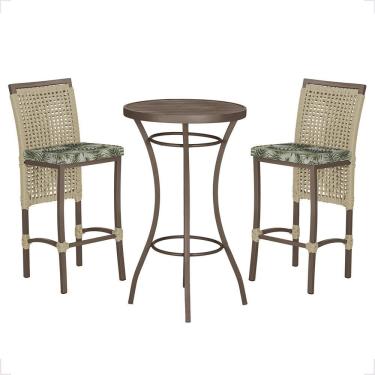 Imagem de Mesa Bistrô 2 Banquetas Roma Corda Náutica Estofado 5 Trama Rami