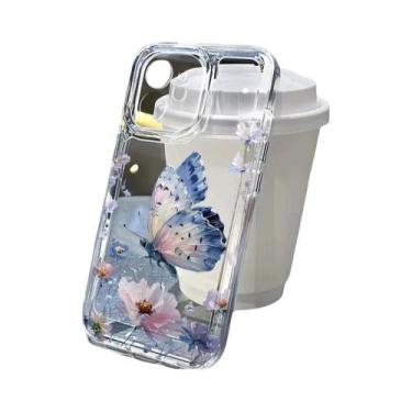 Imagem de Capa De Silicone Transparente Com Estampa Floral Para Samsung S25 Ultr