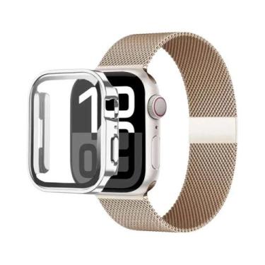 Imagem de Pulseira Milanese Em Ouro, Prata E Estampa De Leopardo Para Apple Watc