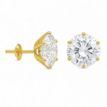 Imagem de Brinco em Ouro 18K com Zircônia Redonda Branca - Joia Elegante - Justi