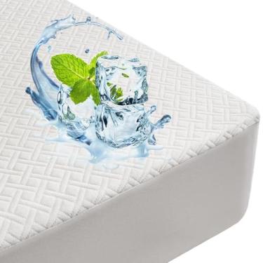 Imagem de Protetor de colchão de bambu premium – Capa de colchão de cama tamanho completo, impermeável e ultramacia, respirável, silenciosa, lavável para conforto e proteção MC01FULL-L