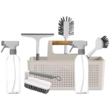 Imagem de Kit Limpeza Cozinha Organizador Escovas Borrifador Spray Completo Caix