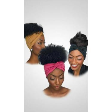 Imagem de Kit C/3 Faixas Turbante Cabelo Elastano 7cm Rosa Marrom - Congratulati