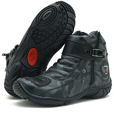 Imagem de Bota Cano Curto Couro Para Motociclista ATRON 271 KM CMF PTO Cor:Preto;Tamanho:39
