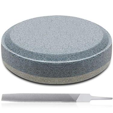 Imagem de Honoson Conjunto de afiador de lixa de machado, 120 e 240 grãos de pedra de afiar machado multiuso e ferramentas de corte retangular de 17 cm, disco mais afiado para afiar bordas opacas, cegas ou