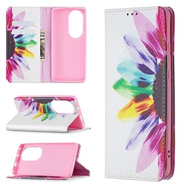 Imagem de For Huawei P50 Pro Colored Drawing Pattern Invisible Magnetic Horizontal Flip PU Leather Case with Holder & Card Slots & Wallet