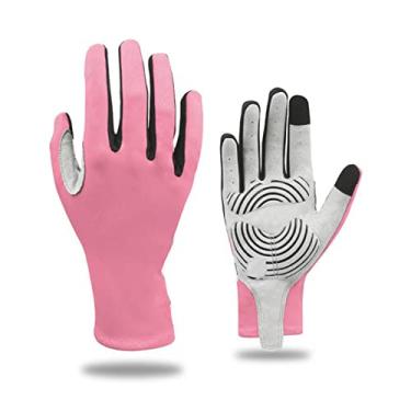 Imagem de Luvas de equitação de bicicleta estrada mountain bike luvas de equitação equipamento de luvas de dedo longo, rosa, P