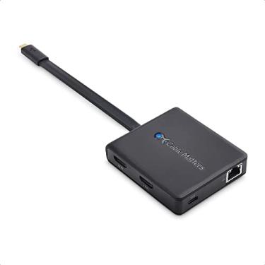 Imagem de Cable Matters Hub USB C para monitor duplo (base USBC) com HDMI duplo 4K, 2 x USB 2.0, Ethernet e carregamento de 100 W - Thunderbolt 4/USB4/Thunderbolt 3 compatível com Windows