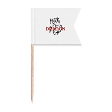 Imagem de Bandeiras de palito de dente de dragão oriental dragão ocidental da mitologia animal marcação para bolo de festa comida prato de queijo