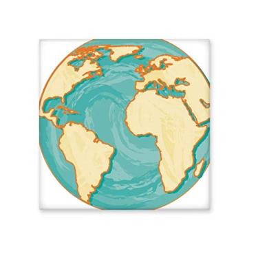 Imagem de Azulejo de cerâmica azul oceano amarelo mundo terra decalque brilhante tijolo adorno pedra