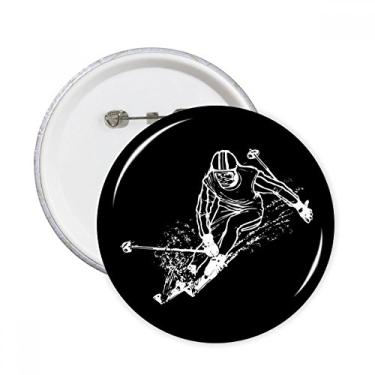 Imagem de Esportes de inverno ilustração de esqui preto pinos redondos crachá botão decoração de roupas presente 5 peças